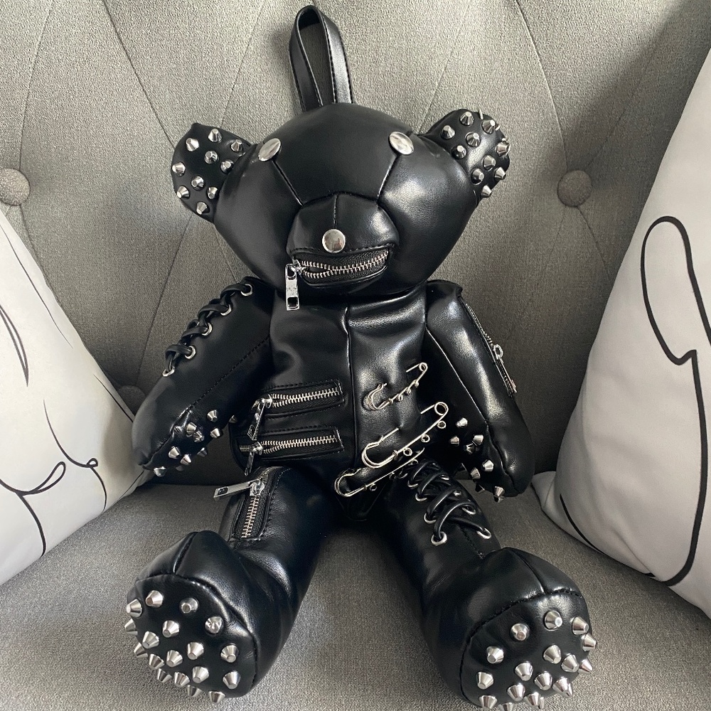Goth Black Scary Teddy Backpack